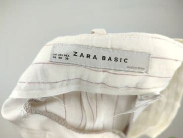 zara spodnie beżowe z wysokim stanem: Zara, Material trousers for women, size M — 4
