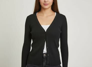 sweter z dekoltem v: Kardigan damski, rozmiar S — 6