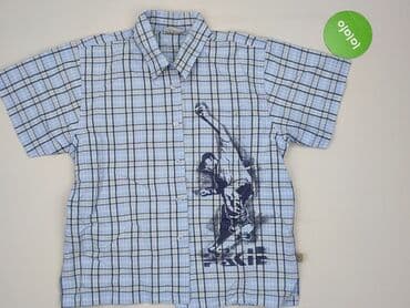 allegro podkoszulki: Shirt 10 years, condition - Perfect, pattern - Cell, color - Light blue — 2
