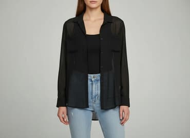czarne bluzki z przezroczystymi rękawami: Koszula damska, rozmiar L — 1