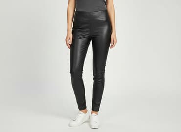 legginsy antycellulitowe masujące i wyszczuplające: Leggings Eco-leather for women, size S — 1