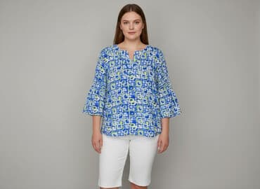 bluzki w serek plus size: Laura Torelli, Bluzka damska, rozmiar M — 1