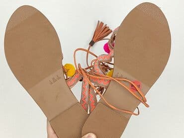 sandały na koturnie z pomponami: Papaya, Sandały damskie, rozmiar 39 — 5