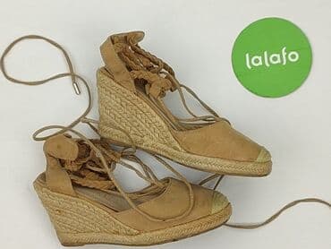 sandały na koturnie z pomponami: Sandały damskie, rozmiar 37 — 4