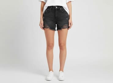 krótkie spodenki z wysokim stanem jeansowe: Szorty damskie, rozmiar S — 1