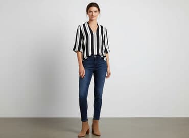 marynarka damska w paski: F&F, Bluzka damska, XS — 6