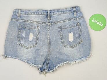 szerokie jeansy z wysokim stanem: SZACHOWNICA, Szorty damskie, L — 4