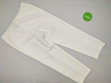 spodnie identic: Damskie spodnie 3/4, białe, ryflowana tkanina - Fason: proste nogawki — 4