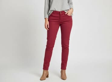 jeansy czerwone damskie: MB, Spodnie materiałowe damskie, rozmiar 2XL — 7