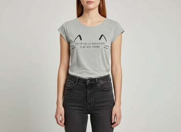 sinsay kapcie koty: Sinsay, T-shirt damski, rozmiar S — 1