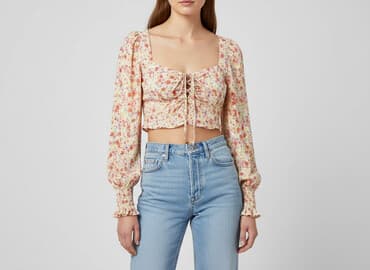 bluzki z printem: Bershka, Bluzka damska, rozmiar M — 7