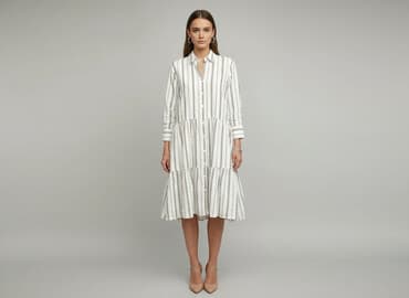 sukienka biała z czarnymi wstawkami: VRS, Sukienka damska, rozmiar L — 1