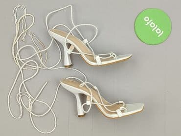 ccc srebrne sandały na obcasie: Sandały damskie, rozmiar 37 — 4