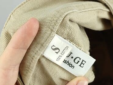 zara spodnie beżowe z wysokim stanem: Material trousers for women, size S — 5