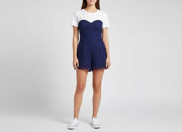 eleganckie sukienki na wesele granat różm 48: Evita, Kombinezon damski, rozmiar S — 7