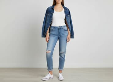 superga biale trampki: Eva Minge, Jeansy damskie, rozmiar S — 6