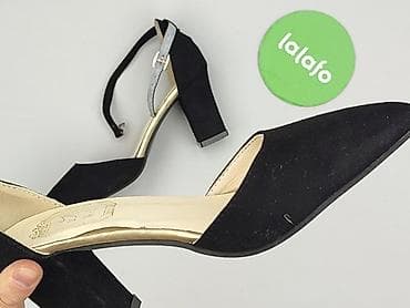 klapki krowy: Czółenka damskie na słupku, rozmiar 34. - Kolor: czarny z detalami w — 8