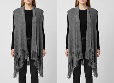 długą kamizelka na szydełku: Zavanna, Narzutka damska, rozmiar L — 6