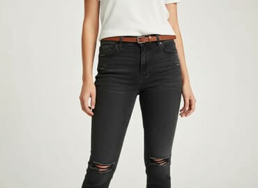 czarne jeansy bershka: Bershka, Jeansy damskie, rozmiar S — 6