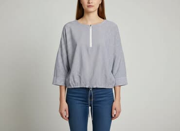 biała bluzka w granatowe paski: Жіноча блуза, розмір XS на lalafo.pl — 1 biała bluzka w granatowe paski: Жіноча блуза, розмір XS — 1