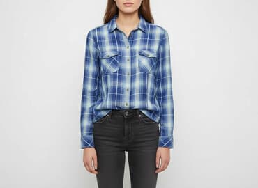 koszula w bialo niebieska krate damska: KappAhl, Women`s shirt, size XS — 1