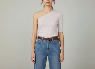 bluzka damska na jedno ramię: T-shirt damski, rozmiar S — 1