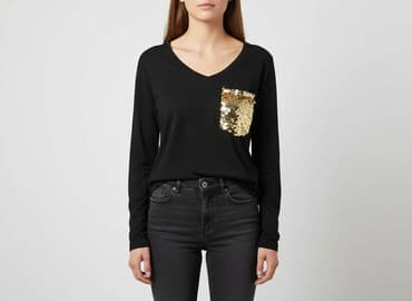 czarne t shirty damskie w serek: FreeStyle, T-shirt damski, rozmiar M — 7