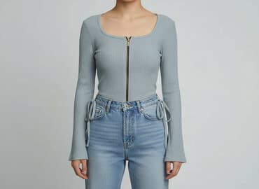 koszulka z długim rękawem w paski: T-shirt damski, rozmiar S — 7