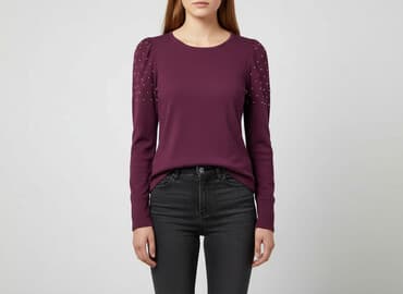 sweter piórkowy na drutach: Bluzka damska, rozmiar S — 7