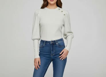 sweter piórkowy na drutach: Bluzka damska, rozmiar S — 5