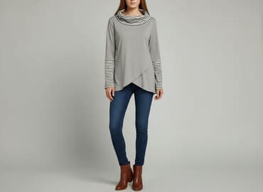 szara bluzka damska: Bluzka damska, rozmiar M — 6