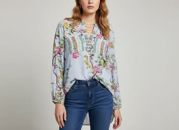 sukienka z haftowanymi kwiatami: Tunika damska, rozmiar S — 6