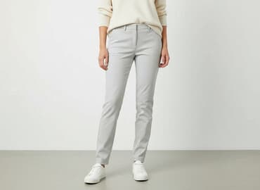 szare szerokie jeansy: Spodnie materiałowe damskie, rozmiar S — 6