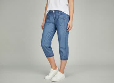 szerokie jeansy cropp: Spodnie 3/4 damskie, rozmiar S — 6