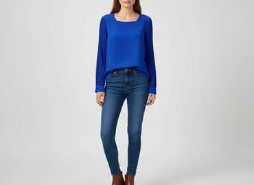 beżowe buty na koturnie ccc: CAMAIEU, Bluzka damska, S — 6