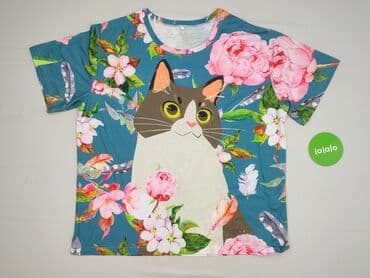 ubrania z kotem: T-shirt damski, rozmiar 4XL — 2