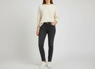 czarne jeansy straight: Jeansy damskie, rozmiar M — 7