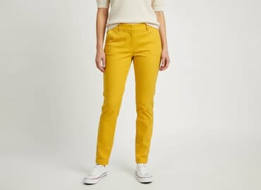 bluzka żółta w czarne paski: Esmara, Spodnie materiałowe damskie, M — 6