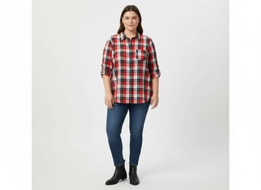 koszula w czerwoną kratę damska: Koszula damska, rozmiar XL — 1