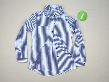 niebieska koszula w białe paski damska: Сорочка жіноча, розмір M — 3