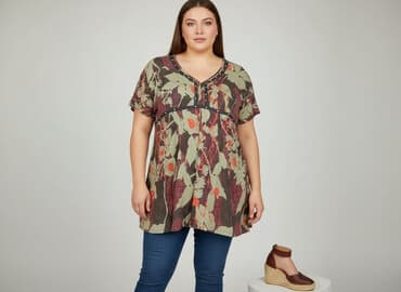 bluzki z krótkim rękawem plus size: Tunika damska, rozmiar 3XL — 1