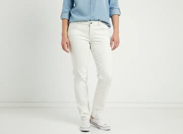 biale buty skarpetkowe: Jeansy damskie, rozmiar M — 6