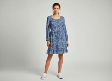 niebieska sukienka z długim rękawem: Women`s dress, size S — 1