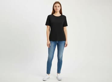 bluzka z dlugim rekawem czarna: Collection, T-shirt damski, rozmiar M — 6