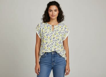 żółte bluzki z krótkim rękawem: F&F, Bluzka damska, rozmiar L — 7