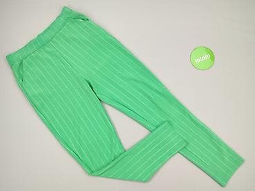 leginsy biale: Zielone damskie spodnie w delikatne, pionowe paski. - Krój: zwężane — 2