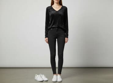 bluzki welurowa z krótkim rękawem: H&M, Bluzka damska, rozmiar M — 1