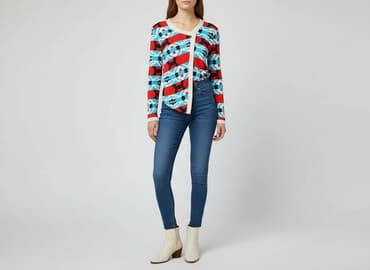 sweter patchwork: Women`s knitwear, size S — 6