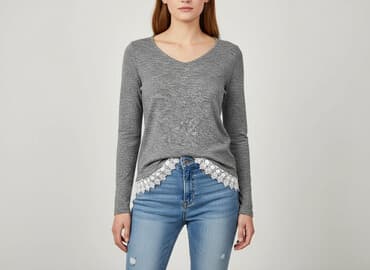 szara bluzka damska: Bluzka damska, rozmiar S — 5