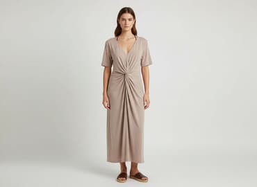 sukienki beżowa midi: H&M, Sukienka damska, rozmiar M — 1